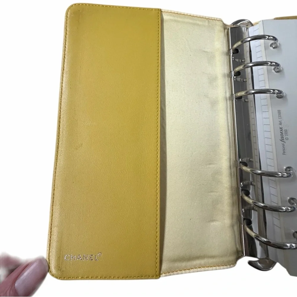Chanel Vintage Yellow CC Logo organizer planner Book 💛Binder